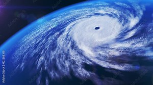 Hurricane over the ocean, 3D animation