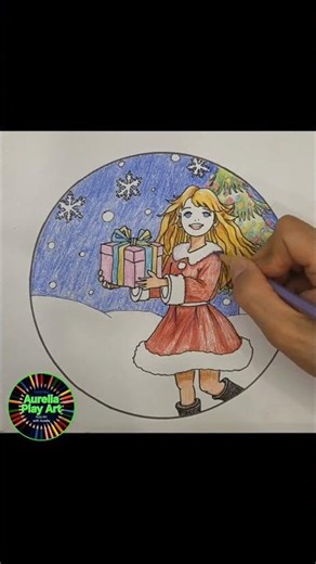 Kids’ Christmas Art - Line art coloring process