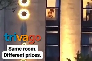 'Trivago advert' shows hotel guest alone as couple romp in next room