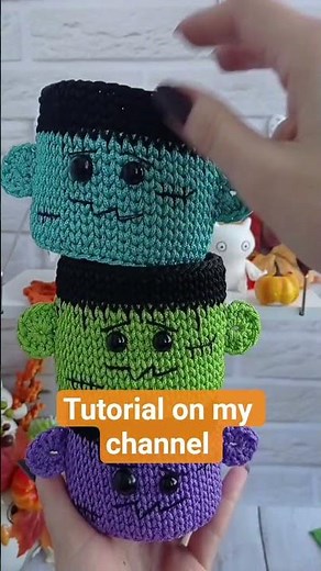 How to make cute Crochet Frankenstein Basket