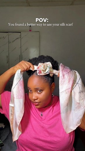 164K views · 3.3K reactions | This is a scarf rose tutorial that is quick and really simple to make. Its unique and very different and I'm sure it'll look great on you girls and it can be styled differently. Let me know if you want to see different styles with it? Who would have thought that you could turn something as basic as a silk scarf into a beautiful rose? #headwrapstyle #headwraptutorial #silkscarf #scarfstyling #blackgirlhairstyle | Nature's Curls by Benita Onyekwere | Facebook