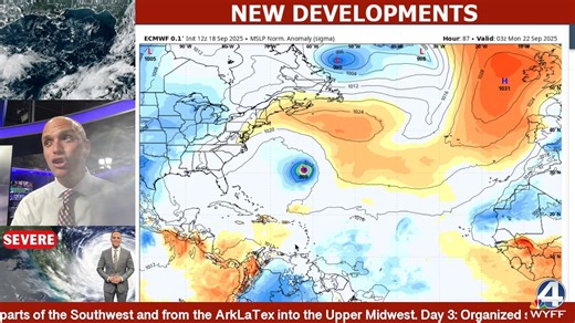 The next storm system is set to change things in a big way. Here’s what to expect: A major blast of cold air 🌬️ The season’s first big Rockies snow ❄️ The end of a 2-week Southeast heat wave 🔥 I’ll walk through the timing, the trough setup, and what it means for you tropical trouble. #WeatherUpdate #ColdFront #FirstSnow #SoutheastWeather #FallWeather #StormTracking | Chris Justus, WYFF 4 Chief Meteorologist