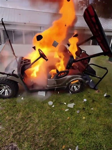 Exploding Golf Cart!! #golf #golfcart #explosion