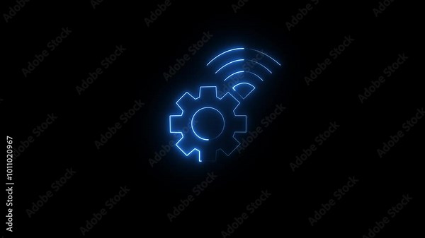 Glowing network signal Wi-Fi internet connection animation. neon setting and Wi-Fi signal icon concept.