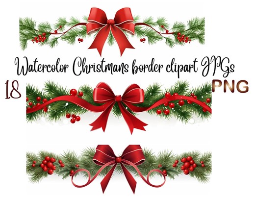 18 Christmas border clipart, High Quality JPGs and PNG, Digital Download - Card Making, Mixed Media, Digital Paper Craft - Etsy France