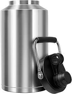 Insulated Water Bottle, 1 Gallon Jug with Handle, 128 oz Stainless Steel Large Water Bottle Wide Mouth Double Vacuum for Hot & Cold Drinks, Stainless Steel