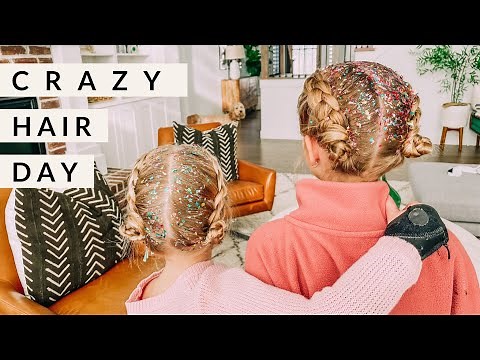 crazy hair day buns tutorials easy with sparkles | little girl hairstyles