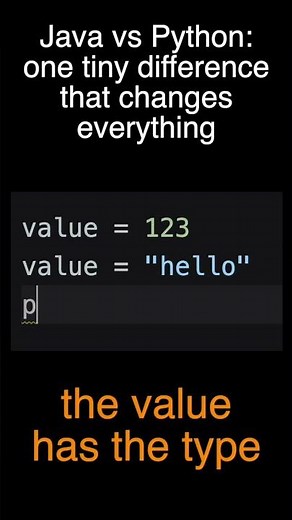 Java’s strict types vs Python’s flexibility — one tiny example. #coding