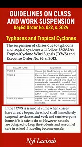 DepEd Order No. 022, s. 2024 Guidelines on Class and Work suspension during Typhoons and Tropical Cyclones. #highlights #highlightseveryone #highlightsシ゚ | Nyl Updates