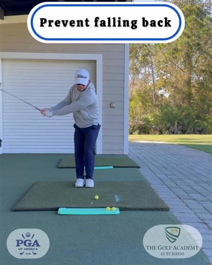 The step-in drill is one of the best ways to fix the common issue of falling back and coming over the top. It helps you learn proper weight shift and sequencing through impact. Start by setting up normally, then bring your lead foot next to your trail foot. As you start your backswing, step toward the target with your lead foot and swing through. This trains your body to move pressure into your lead side during the downswing, promoting better rotation, balance, and an inside path. It’s a simple 