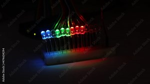 Set of LED diodes displaying different color patterns. LED for decorations