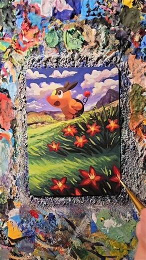 First time painting on a Tepig Pokemon card!!