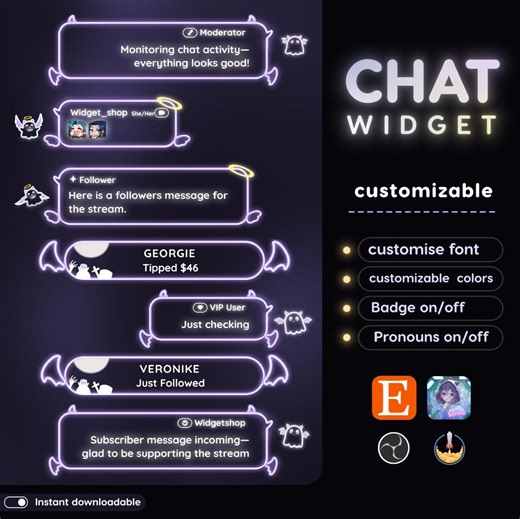 Halloween Spooky Neon Chat Widget: Transparent Neon Glow Theme - Streamelements - Etsy Australia