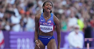 Masai Russell wins gold in 100mH Final at Olympics, Jasmine Camacho-Quinn earns bronze