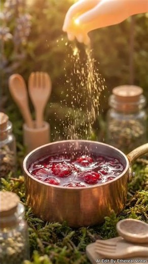 The Fairy's Kitchen: Making Raspberry Jam 🌿 (Cozy ASMR) #fantasy#shorts