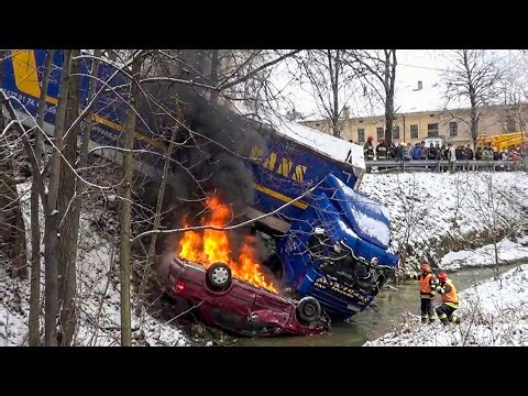 Idiots With Diesel Trucks: Ice Road Madness Caught On Camera | EXTREME Winter Driving Fails #3