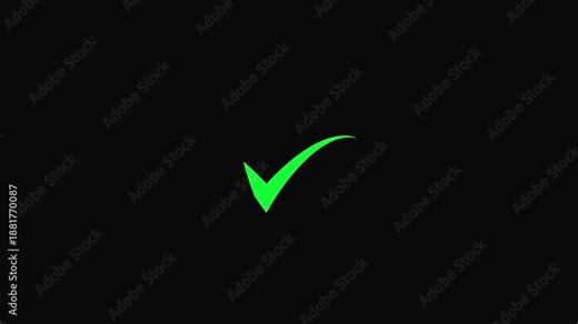 Green checkmark animation. Yes tick. Red check mark tick isolated on white background. Check mark icon animation. Check mark animation. check mark animation motion. Animated of Check mark symbol