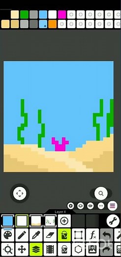 Pixel art aquarium 32x32 timelapse