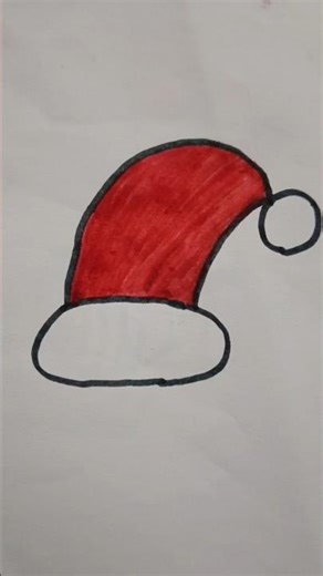 Easy santa hat drawing. #santahatdrawing #easydrawing #simpledrawing #drawing #art #artideas #craft