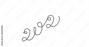 2025 one line art animation, hand drawn continuous contour drawing motion.Holiday concept,festive lettering.New year handwriting text, linear style, minimalist video design.4k self-drawing movie