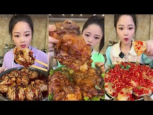 ASMR Mukbang |"BIG BITE" Chinese Girls Eating Pork Belly" Enjoying Delicious Treats, 음식 먹방 모음이 #520