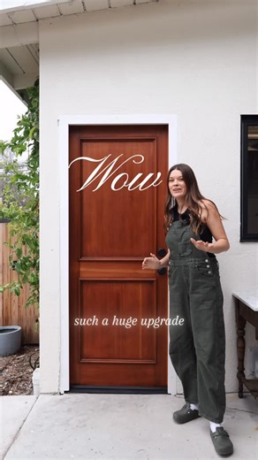 Sarah Randall | DIY & Design on Instagram: "Wowieee what an upgrade. A vintage door with a discrete smart lock will always be a great combo in my book. Comment “level” for a link, and use code SarahRandall10 for 10% off! @levelhome #levelpartner"