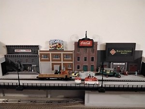 O Scale Background Buildings  4- With lights and  neon sign (Please read notes) | eBay