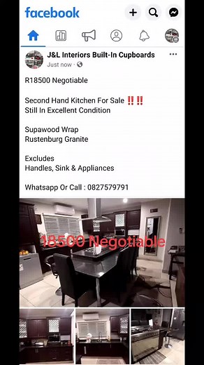 Second Hand Kitchen For Sale ‼️‼️ 18500 Negotiable Excellent Condition Supawood Wrap With Rustenburg Granite Excludes Handles, Sink & Appliances Whatsapp Or Call 0827579791