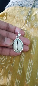 Sterling Silver Cowrie Shell Pendant | Boho Spiritual Necklace - Etsy