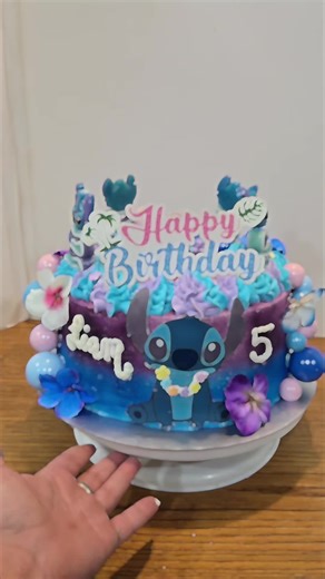 Happy Birthday Liam! Stitch Luau cake. Chocolate cake with vanilla buttercream #ChaoticallyMade #DangerouslyDelicious #Birthday #HappyBirthday #LiloStitch #Stitch #BakersGonnaBake #FYP #CheckItOut #Dessert #Cake