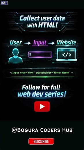 User Data in HTML |HTML Form Input in 10 Seconds ⚡ Collect User Data Fast! | How to Start HTML Basic