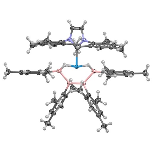 The construction of a boron chain on a single metal by dehydrocoupling of borane ligands has been reported in the Journal of the American Chemical Society (🔎https://ccdc-info.com/4ebLfDG). CSD entry WUBPES is only the second example of a monometallic complex bearing a B4 chain and features the lowest degree of metal-boron bonding. 🔗 https://ccdc-info.com/4ec8iOG #FeaturedStructureFriday #Crystallography | Cambridge Crystallographic Data Centre (CCDC)