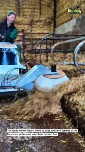 Rotary Manure Cleaner Clears Barn Floor Fast | Farm Machine in Action