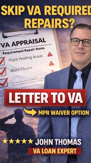 VA appraisals can feel like a deal-killer — but not every required repair is the end of the road. In this video, I explain the VA Minimum Property Requirement (MPR) Waiver, including when a veteran may be able to submit a Letter to VA asking them to override certain VA-required, non-safety repairs identified by the appraiser. This is not a loophole, and it doesn’t apply to health or safety issues — but in the right situation, it can keep a VA deal moving instead of falling apart. 👉 Watch the vi