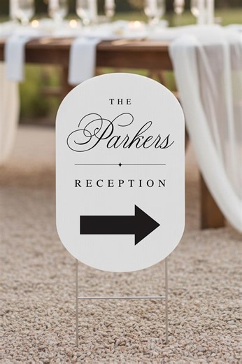 PRINTED Classic Collection Double-sided Wedding Yard Sign W/ Stake, Oval Sign, Reception Ceremony Parking Arrow Sign, Custom Outdoor Signage - Etsy