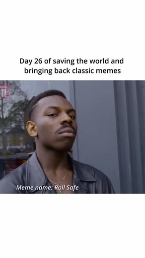 Mememysterymemehistory on Instagram: "Meme history: The “Roll Safe” meme comes from a scene in the British web series Hood Documentary, where actor Kayode Ewumi plays a character named Reece “Roll Safe” Simpson. In the clip, Roll Safe taps his temple and gives a knowing look, suggesting he thinks he’s being clever or has outsmarted a situation. That simple gesture — pointing to his head like he’s giving himself credit for a smart idea — became instantly relatable online. Once the moment spread a