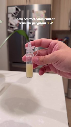 Here's the process of how I collect colostrum at 37 weeks pregnant! *please double check with your provider that you are cleared to do this * I did this my last pregnancy and was so lucky to have it on hand since we used it day 3! This time around I'm making sure to have a small stash of colostrum since I have gestational diabetes and I want to make sure I have it on hand just in case baby's blood sugar is low. Here's how to do it: ✨ I use the @Haakaa USA collectors. They're linked on my Amazon