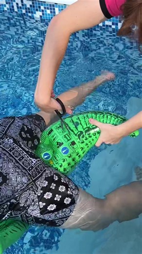 Fun Pool Prank with Scissors and Float