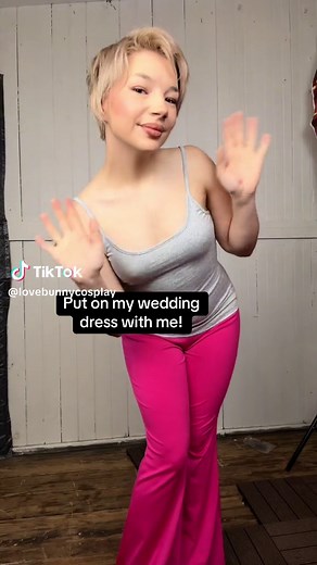 Ppl asked how hard these are to get on! Pretty easy but be sure to steam them if you wear them outside! #wedding #couple #dinobunnycosplay #weddingdress