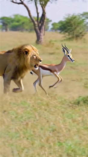 lion hunts deer #lion #deer #wildlife #animal #hunt #jungle #predator #prey #wild #chase #africa
