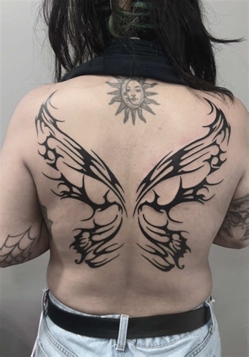 Wing tattoo complete. | tattoo