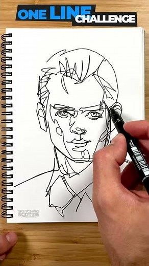 Drawing a Face - ONE LINE Art Challenge (#shorts)