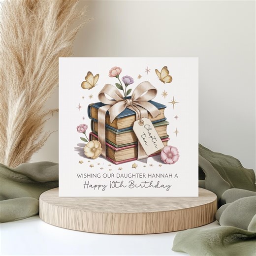 Personalised 10th Birthday Card Book Lover Girl Daughter Granddaughter Auntie Sister Niece Cousin Double Digits 2800 - Etsy