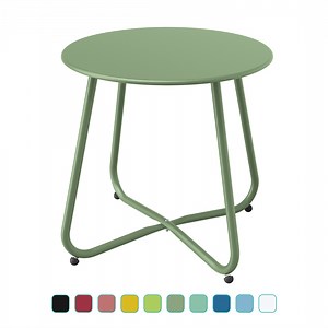 Grand Patio Outdoor&Indoor Steel Patio Side Table, Weather Resistant Outdoor Small Round End Table for Patio, Yard, Balcony, Garden, Living Room, Bedroom, Sage Green