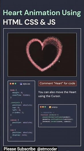 Interactive 3D Heart Animation with Cursor Control | HTML/CSS/JS Tutorial