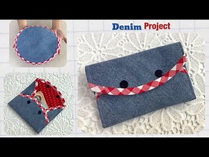 how to make easy small wallet , sewing card and coin purse bag from old jeans , old jeans reuse .