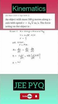 JEE PYQ: Find Force from Velocity (v = 4√x) | a = v·dv/dx Differentiation Trick