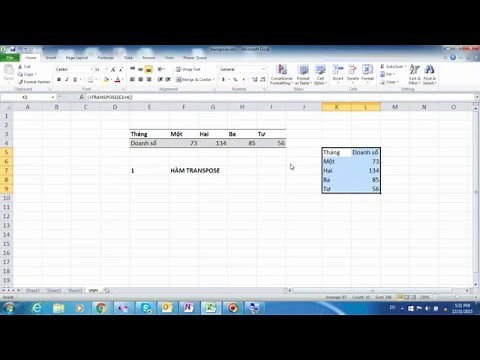 Microsoft Excel 001: Hướng dẫn cách xoay bảng từ dọc sang ngang, từ ngang sang dọc với hàm TRANSPOSE