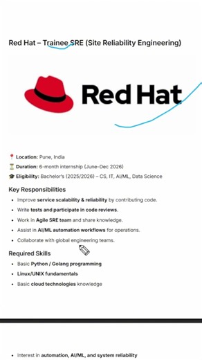 RedHat Hire Trainee 2025,2026 Batch #redhat # jobs