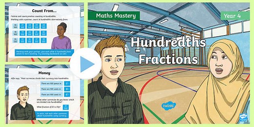 Year 4 Hundredths Fractions Maths Mastery PowerPoint